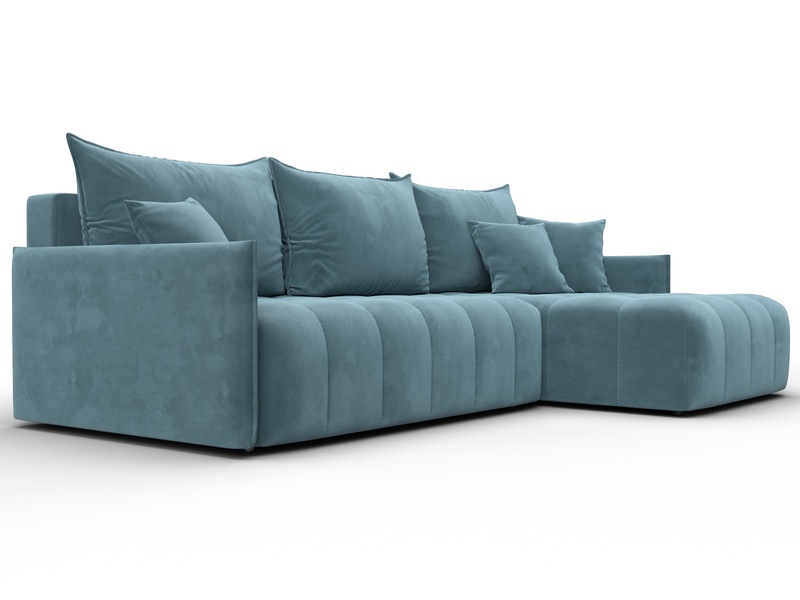 Диван угловой Лига-054 НПБ угол универсальный, Велюр, SEVEN 113 бирюзовый