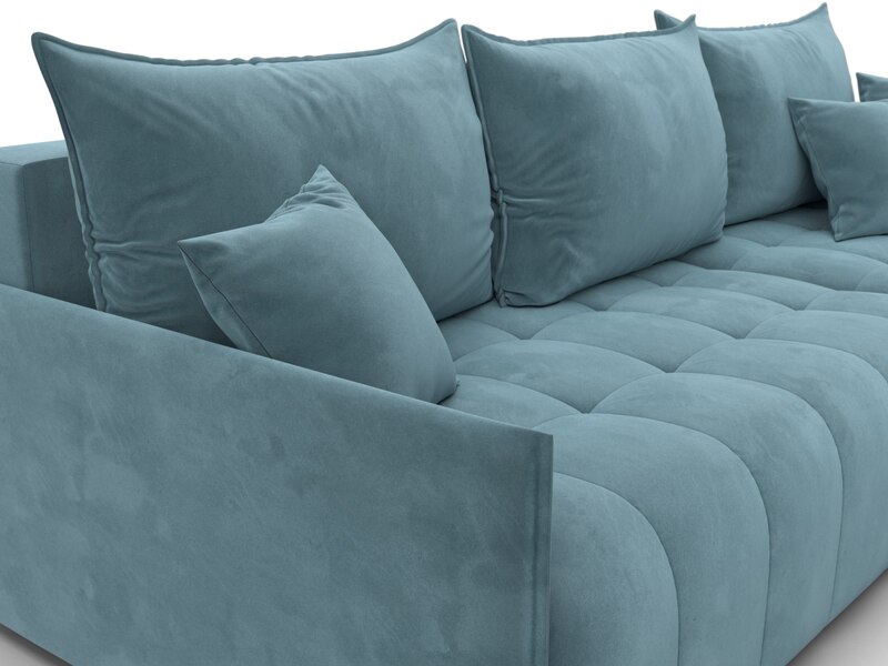 Диван угловой Лига-054 НПБ угол универсальный, Велюр, SEVEN 113 бирюзовый