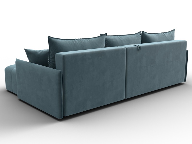 Диван угловой Лига-054 НПБ угол универсальный, Велюр, SEVEN 113 бирюзовый