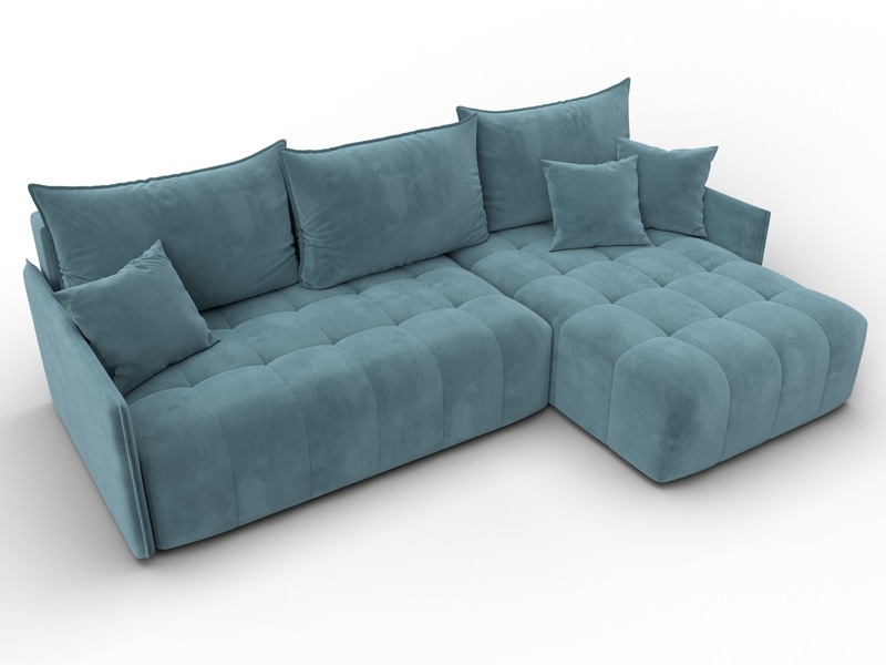 Диван угловой Лига-054 НПБ угол универсальный, Велюр, SEVEN 113 бирюзовый