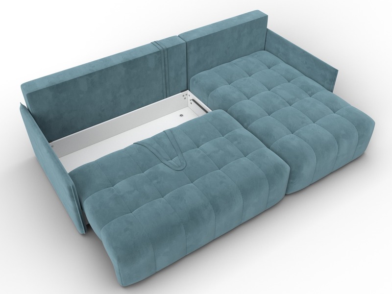 Диван угловой Лига-054 НПБ угол универсальный, Велюр, SEVEN 113 бирюзовый