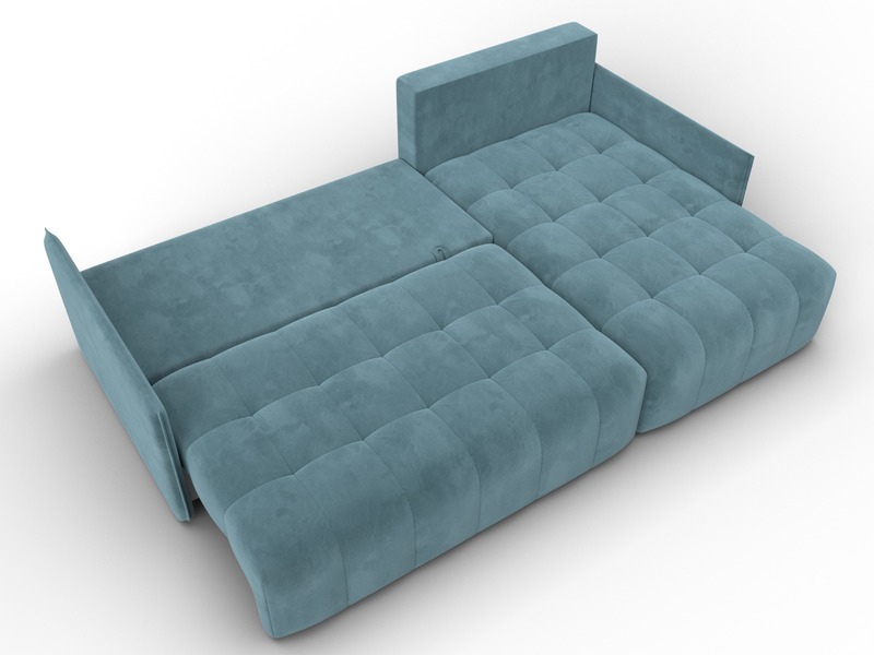 Диван угловой Лига-054 НПБ угол универсальный, Велюр, SEVEN 113 бирюзовый