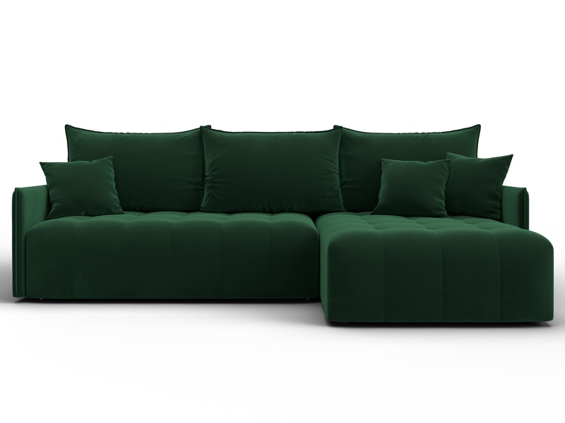 Диван угловой Лига-054 НПБ угол универсальный, Велюр, SEVEN 626 зеленый