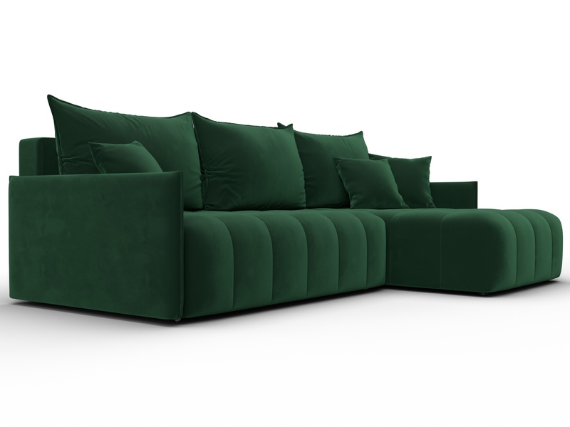 Диван угловой Лига-054 НПБ угол универсальный, Велюр, SEVEN 626 зеленый