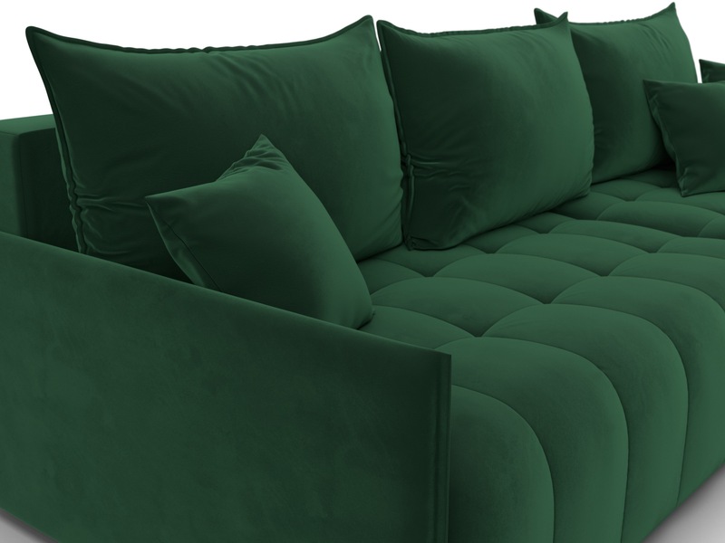 Диван угловой Лига-054 НПБ угол универсальный, Велюр, SEVEN 626 зеленый