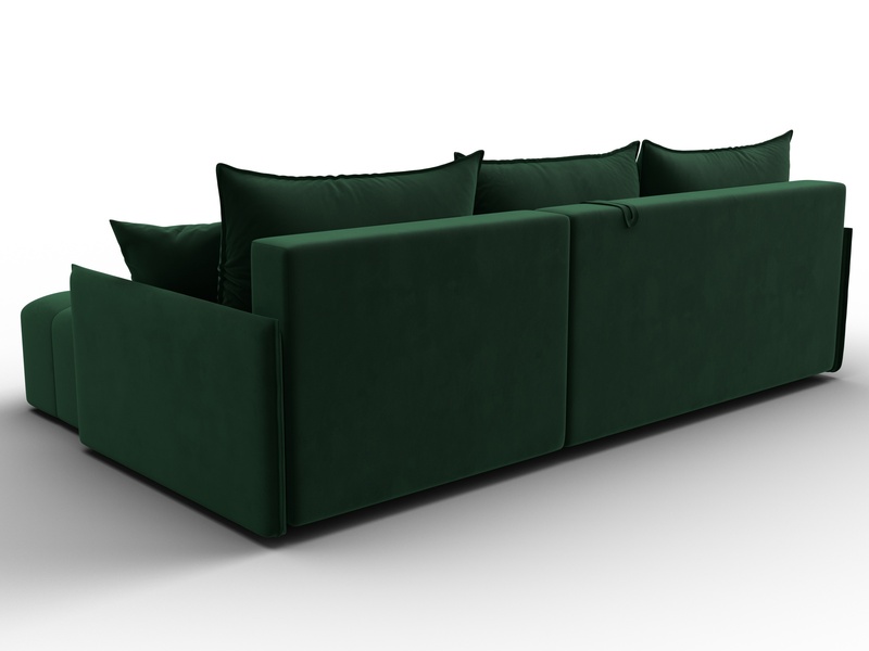 Диван угловой Лига-054 НПБ угол универсальный, Велюр, SEVEN 626 зеленый