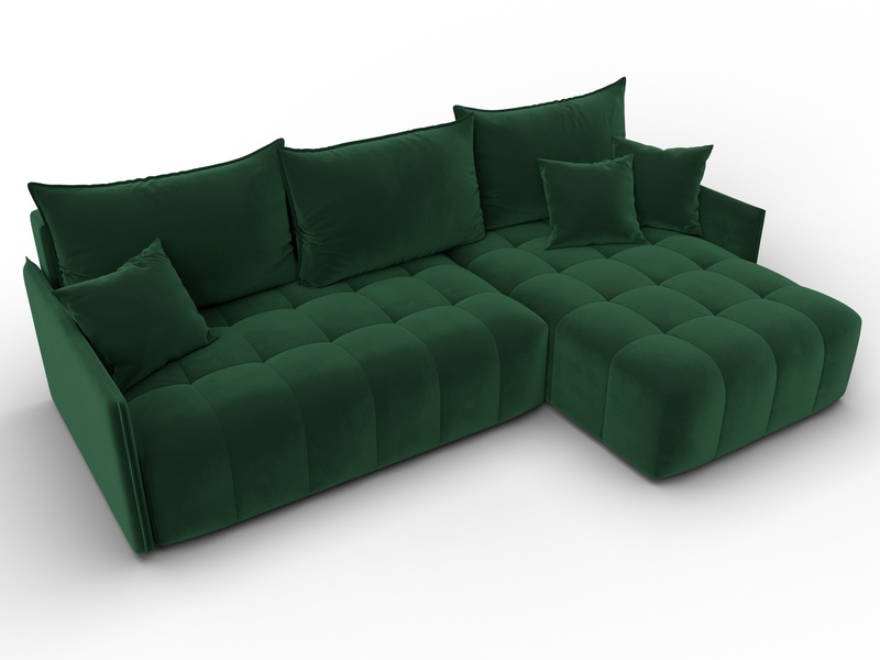 Диван угловой Лига-054 НПБ угол универсальный, Велюр, SEVEN 626 зеленый
