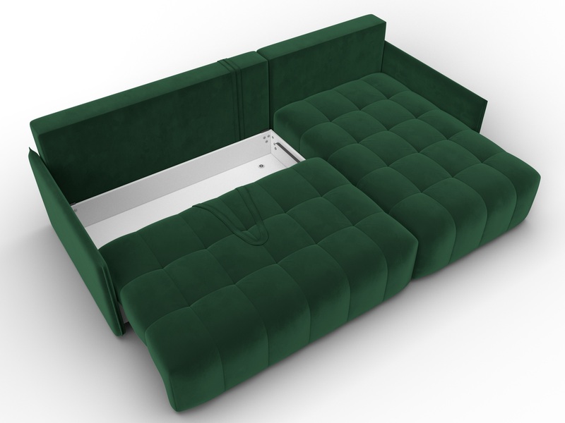Диван угловой Лига-054 НПБ угол универсальный, Велюр, SEVEN 626 зеленый