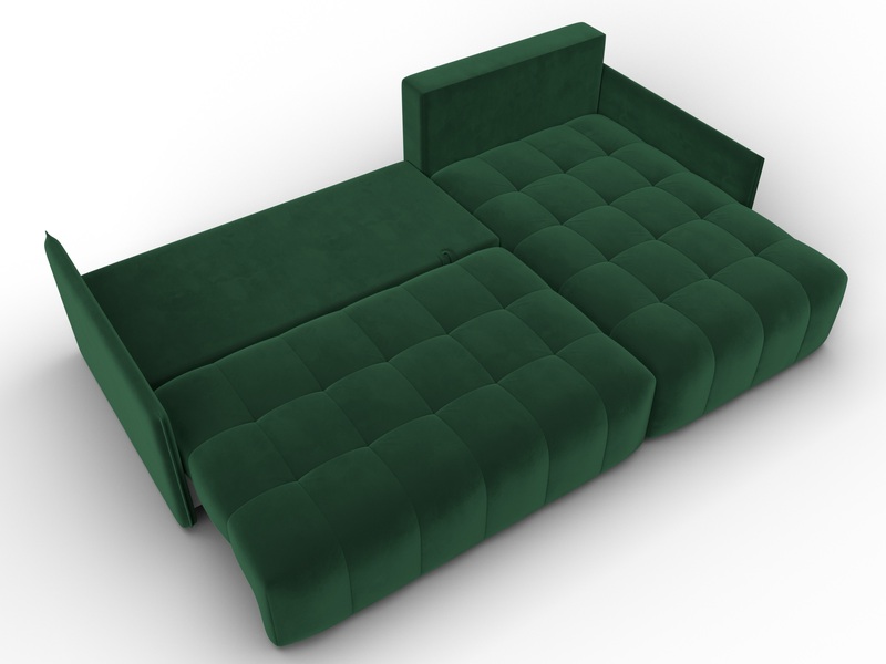 Диван угловой Лига-054 НПБ угол универсальный, Велюр, SEVEN 626 зеленый