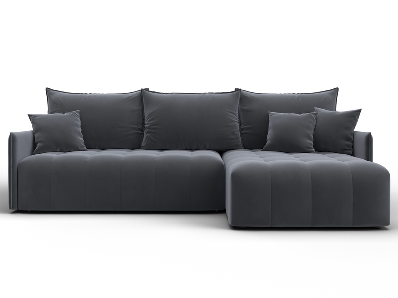 Диван угловой Лига-054 НПБ угол универсальный, Велюр, SEVEN 17 серый