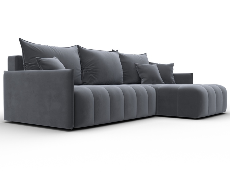 Диван угловой Лига-054 НПБ угол универсальный, Велюр, SEVEN 17 серый