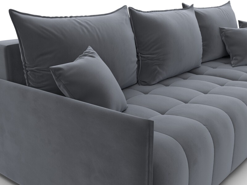 Диван угловой Лига-054 НПБ угол универсальный, Велюр, SEVEN 17 серый