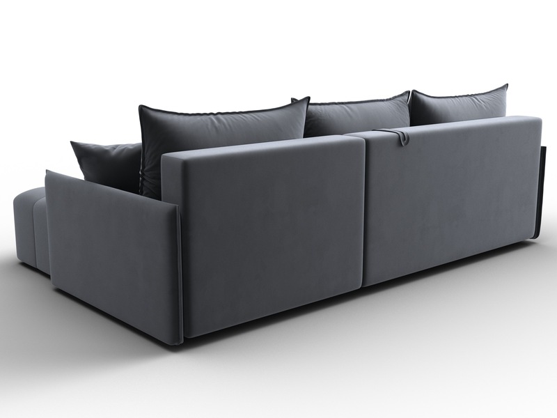 Диван угловой Лига-054 НПБ угол универсальный, Велюр, SEVEN 17 серый