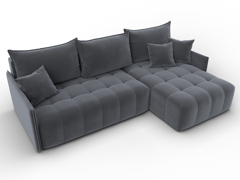 Диван угловой Лига-054 НПБ угол универсальный, Велюр, SEVEN 17 серый