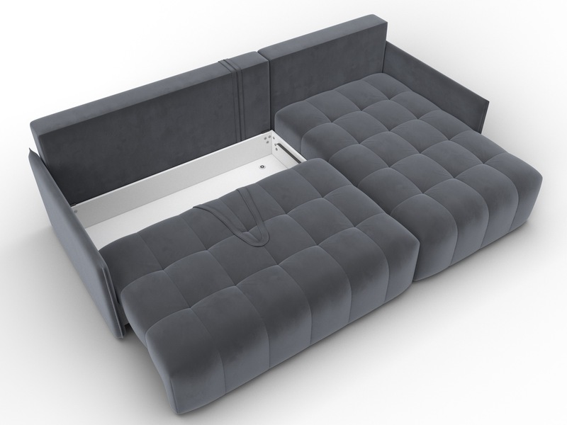 Диван угловой Лига-054 НПБ угол универсальный, Велюр, SEVEN 17 серый