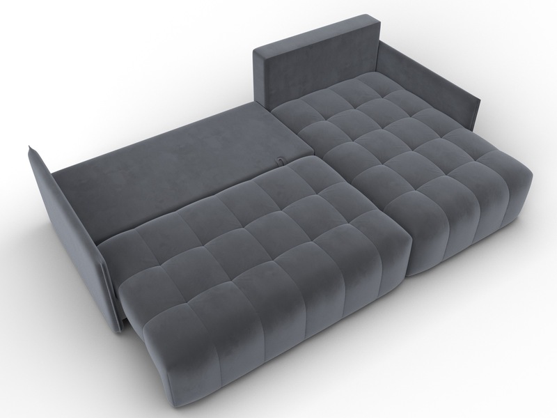 Диван угловой Лига-054 НПБ угол универсальный, Велюр, SEVEN 17 серый