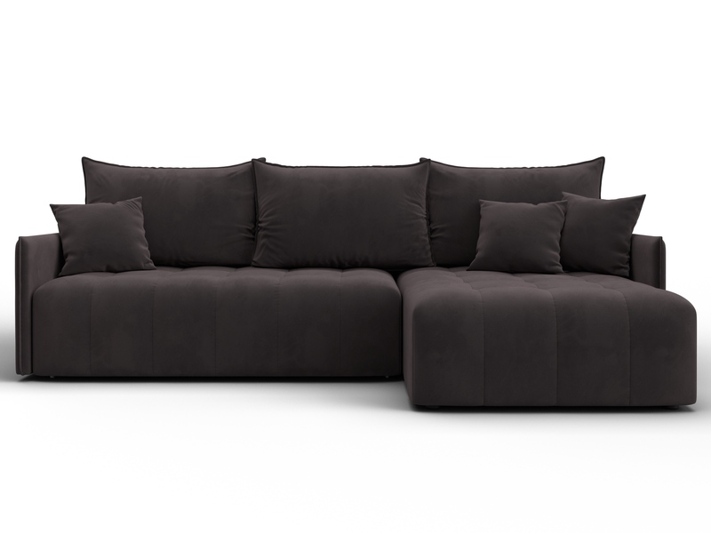 Диван угловой Лига-054 НПБ угол универсальный, Велюр, SEVEN 727 коричневый