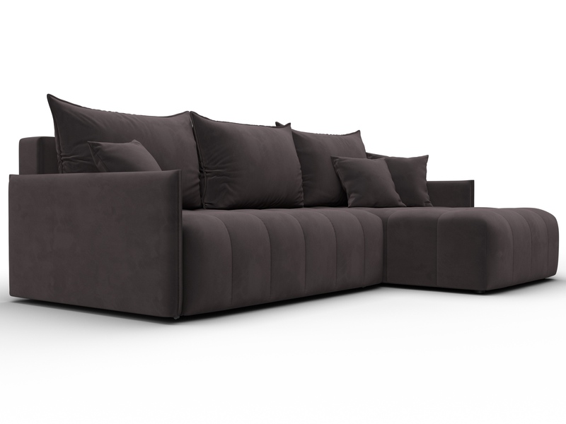 Диван угловой Лига-054 НПБ угол универсальный, Велюр, SEVEN 727 коричневый