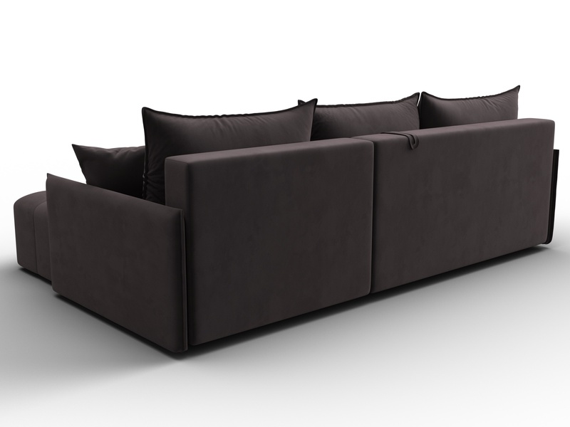 Диван угловой Лига-054 НПБ угол универсальный, Велюр, SEVEN 727 коричневый