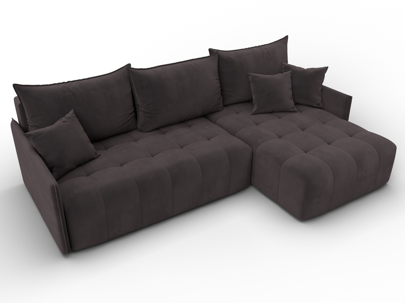 Диван угловой Лига-054 НПБ угол универсальный, Велюр, SEVEN 727 коричневый