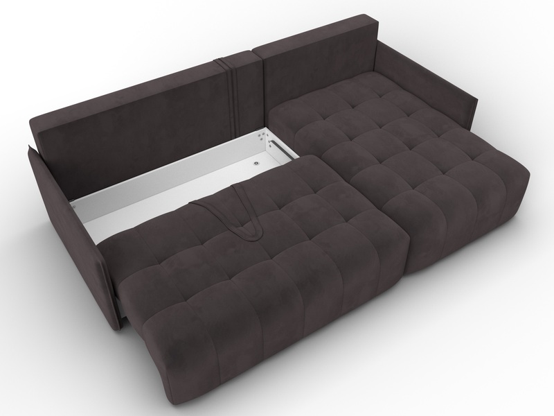 Диван угловой Лига-054 НПБ угол универсальный, Велюр, SEVEN 727 коричневый