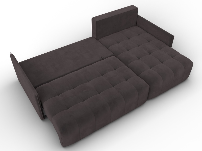 Диван угловой Лига-054 НПБ угол универсальный, Велюр, SEVEN 727 коричневый