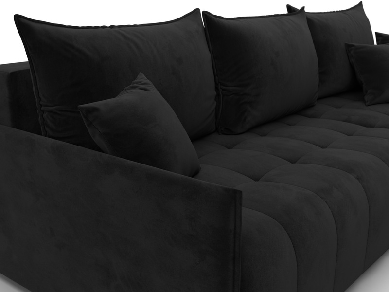 Диван угловой Лига-054 НПБ угол универсальный, Велюр, SEVEN 35 черный