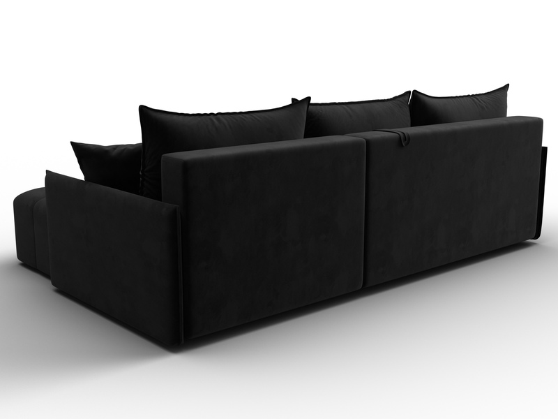 Диван угловой Лига-054 НПБ угол универсальный, Велюр, SEVEN 35 черный