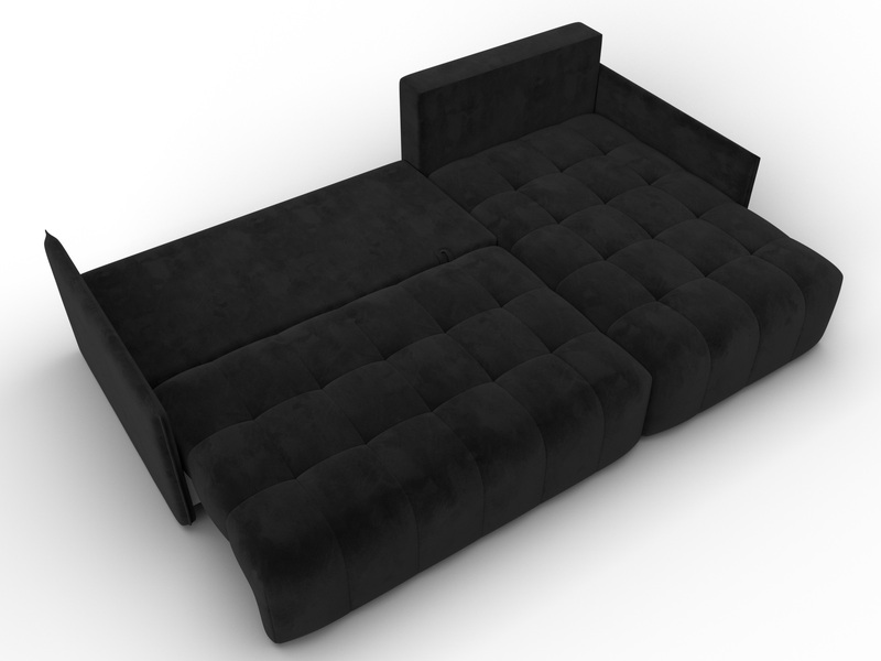 Диван угловой Лига-054 НПБ угол универсальный, Велюр, SEVEN 35 черный