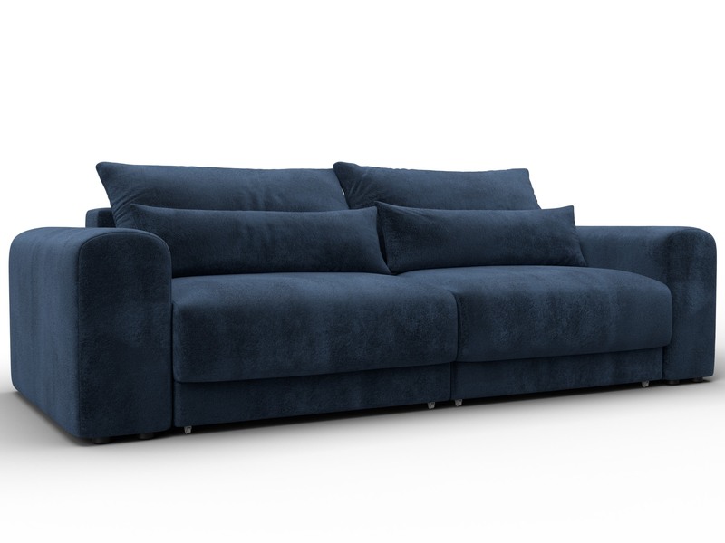 Диван прямой Лига-056 НПБ, Велюр, TOWER 13 синий