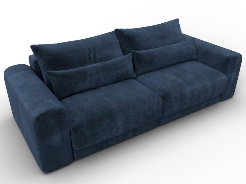 Диван прямой Лига-056 НПБ, Велюр, TOWER 13 синий