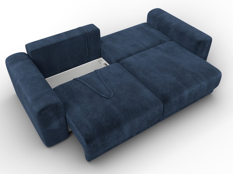 Диван прямой Лига-056 НПБ, Велюр, TOWER 13 синий
