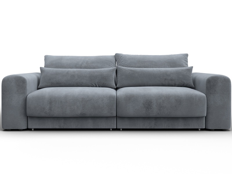 Диван прямой Лига-056 НПБ, Велюр, TOWER 10 серый