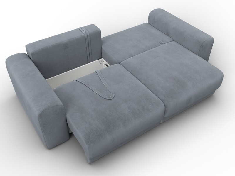 Диван прямой Лига-056 НПБ, Велюр, TOWER 10 серый