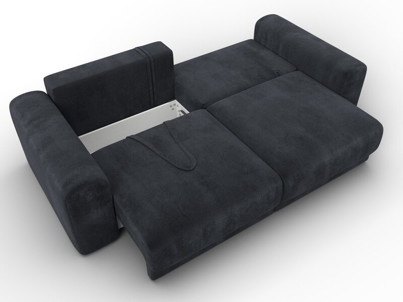 Диван прямой Лига-056 НПБ, Велюр, TOWER 11 темно-серый