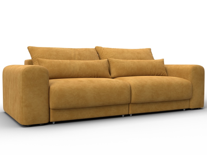 Диван прямой Лига-056 НПБ, Велюр, BRUT 10 желтый