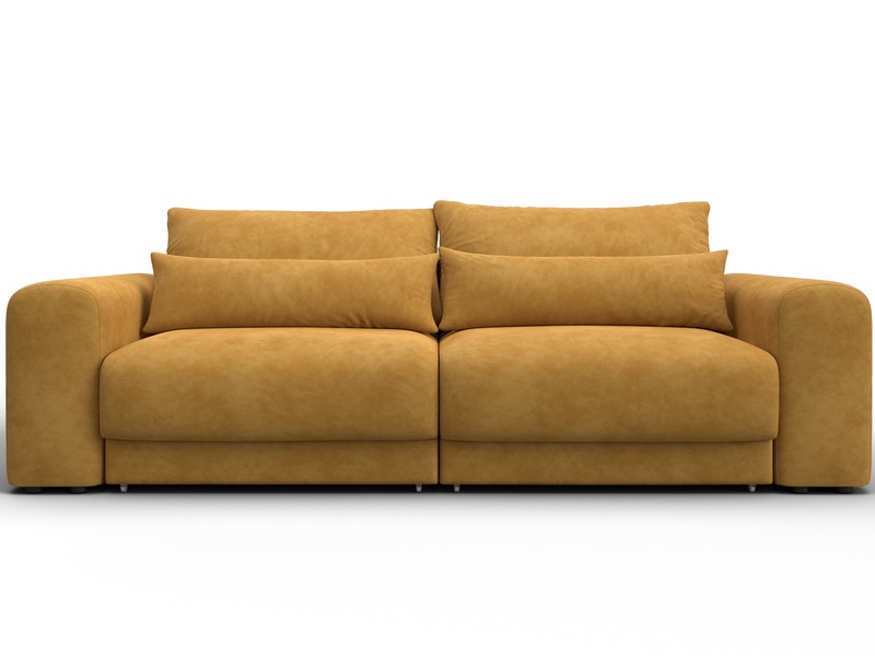 Диван прямой Лига-056 НПБ, Велюр, BRUT 10 желтый