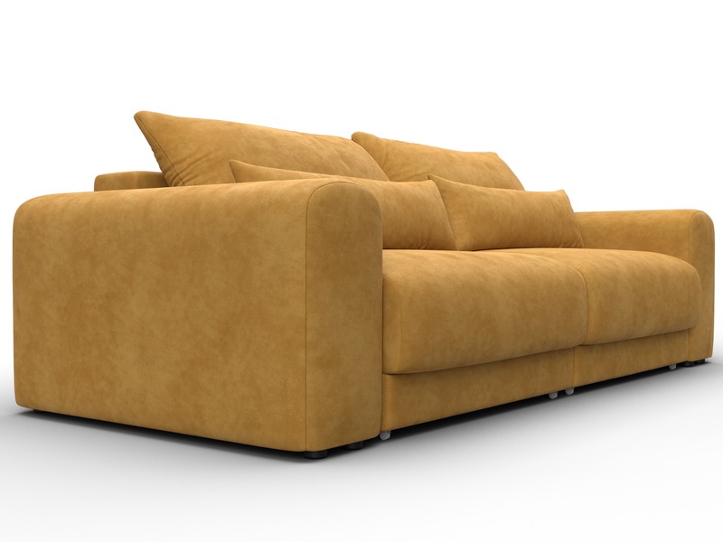 Диван прямой Лига-056 НПБ, Велюр, BRUT 10 желтый