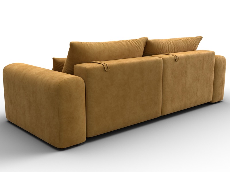 Диван прямой Лига-056 НПБ, Велюр, BRUT 10 желтый