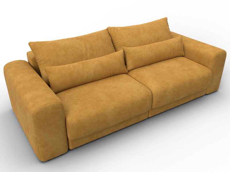 Диван прямой Лига-056 НПБ, Велюр, BRUT 10 желтый