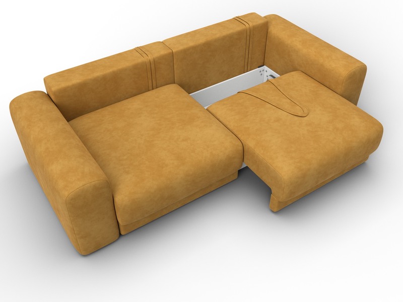 Диван прямой Лига-056 НПБ, Велюр, BRUT 10 желтый