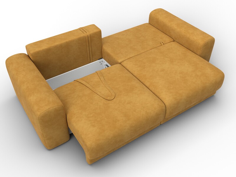 Диван прямой Лига-056 НПБ, Велюр, BRUT 10 желтый