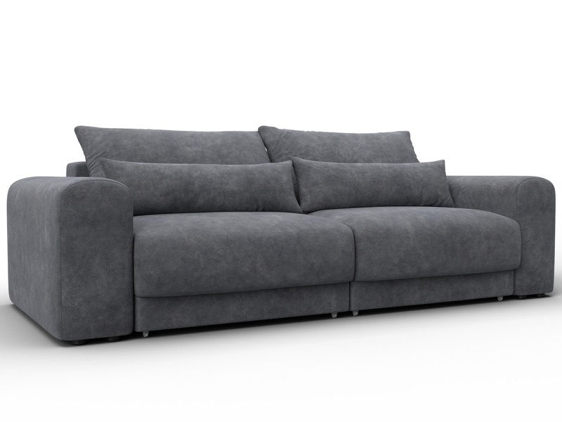 Диван прямой Лига-056 НПБ, Велюр, BRUT 16 темно-серый