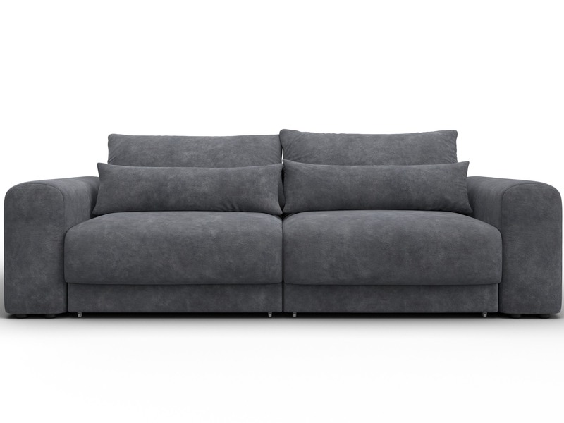 Диван прямой Лига-056 НПБ, Велюр, BRUT 16 темно-серый