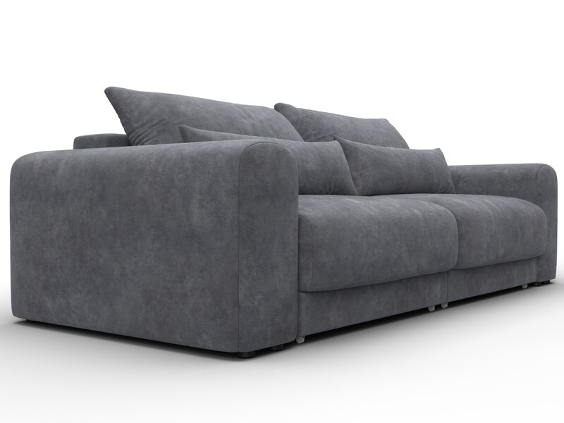 Диван прямой Лига-056 НПБ, Велюр, BRUT 16 темно-серый