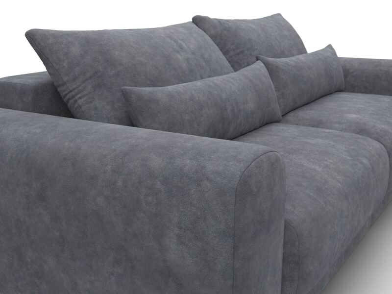 Диван прямой Лига-056 НПБ, Велюр, BRUT 16 темно-серый