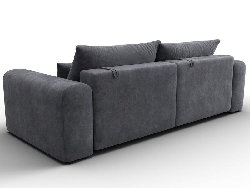 Диван прямой Лига-056 НПБ, Велюр, BRUT 16 темно-серый