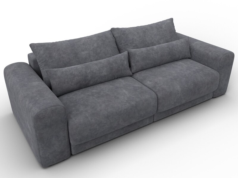 Диван прямой Лига-056 НПБ, Велюр, BRUT 16 темно-серый