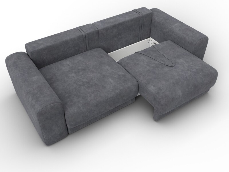 Диван прямой Лига-056 НПБ, Велюр, BRUT 16 темно-серый