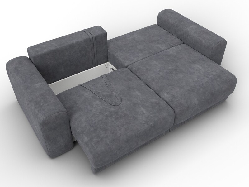 Диван прямой Лига-056 НПБ, Велюр, BRUT 16 темно-серый